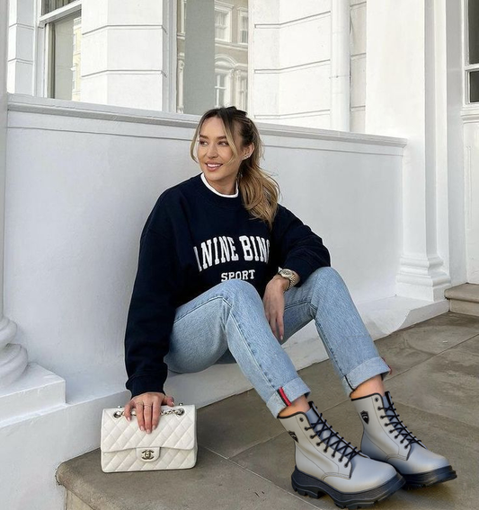 Adora Milano Stivali Casual in Pelle Serie 222 con Suola Carro Armato