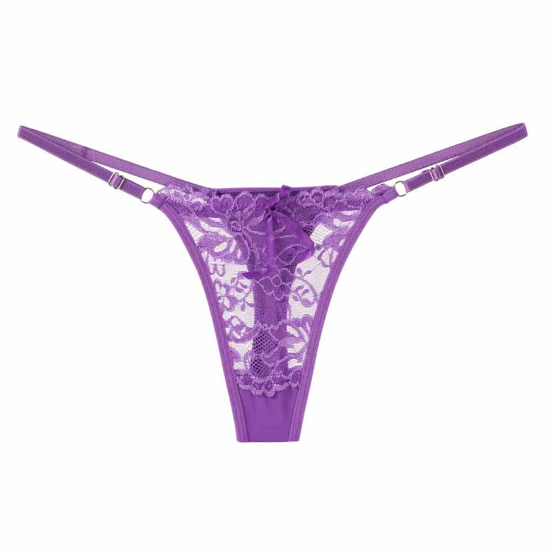 ALLTOOALL Sexy Lace Underwear for Women Low Rise Adjustable Thongs Transparent G-String Female Breathable Underpants Lingerie