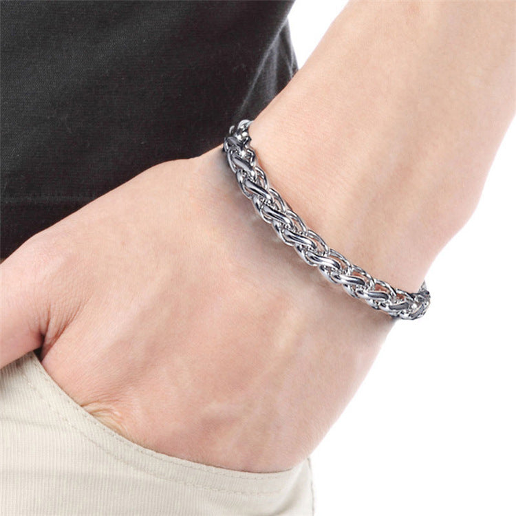 Hot Sale Titanium Steel Men's Flower Basket Chain Bracelet Korean Stainless Steel Fashion Jewelry Keel Chain Bracelet Jewelry Wholesale