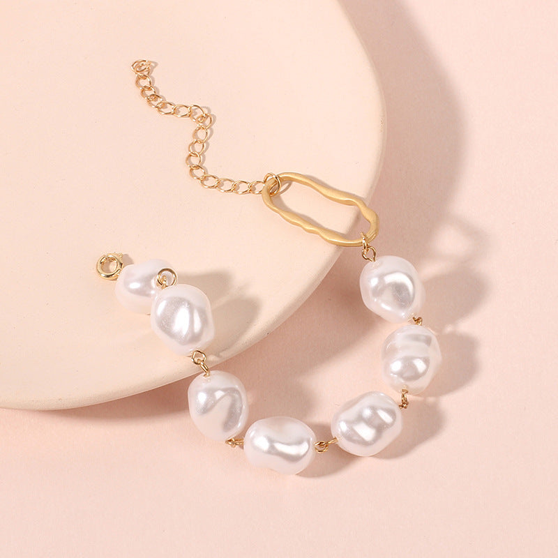 Jewelry Fashion Creative Irregular Pearl Bracelet Simple Personality Metal Bracelet Accessories