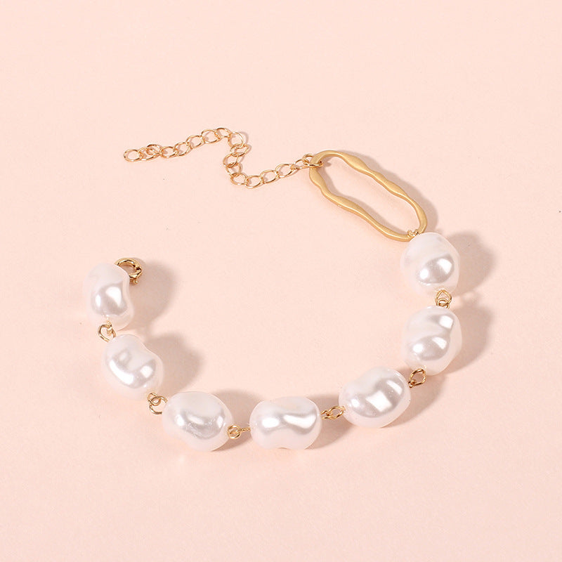 Jewelry Fashion Creative Irregular Pearl Bracelet Simple Personality Metal Bracelet Accessories
