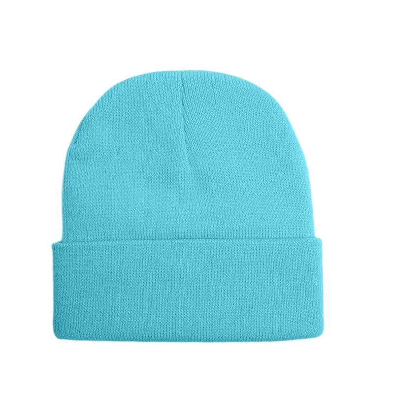 Customized Printed Logo Winter Knitted Keep Warm Cold Cap Unisex Solid Color Hip Hop Crochet Skull Beanie Hats