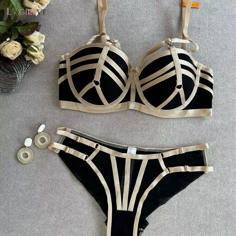 Women'S Strappy Push-Up Bra Set High Quality Lingerie with Plunging Neckline for Enhanced Bust Arrival Underwear Set