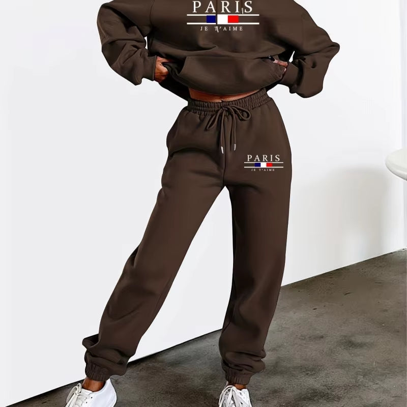 Women'S Y2K Jogging Two-Piece Hooded Set Tracksuit Fall Winter Comfortable Pantsuit Long-Sleeved Hoodie & Trousers Casual Sets