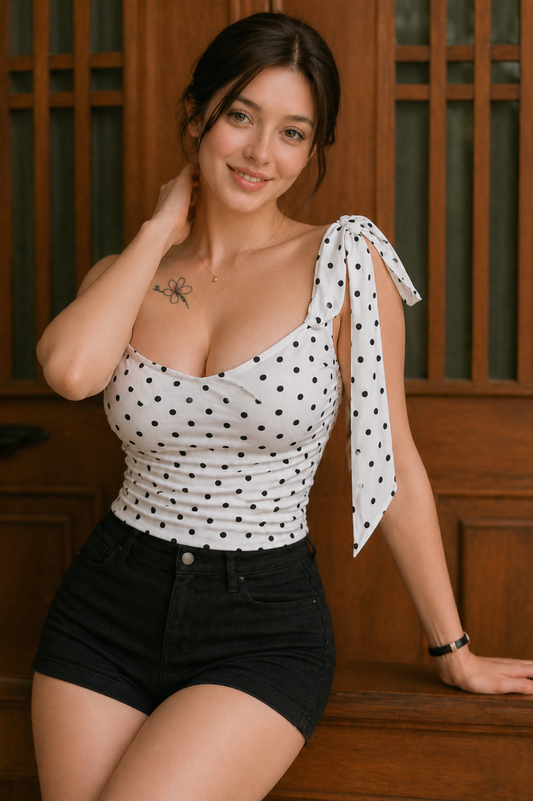 Adora Milano Women's polka dot short top, women's