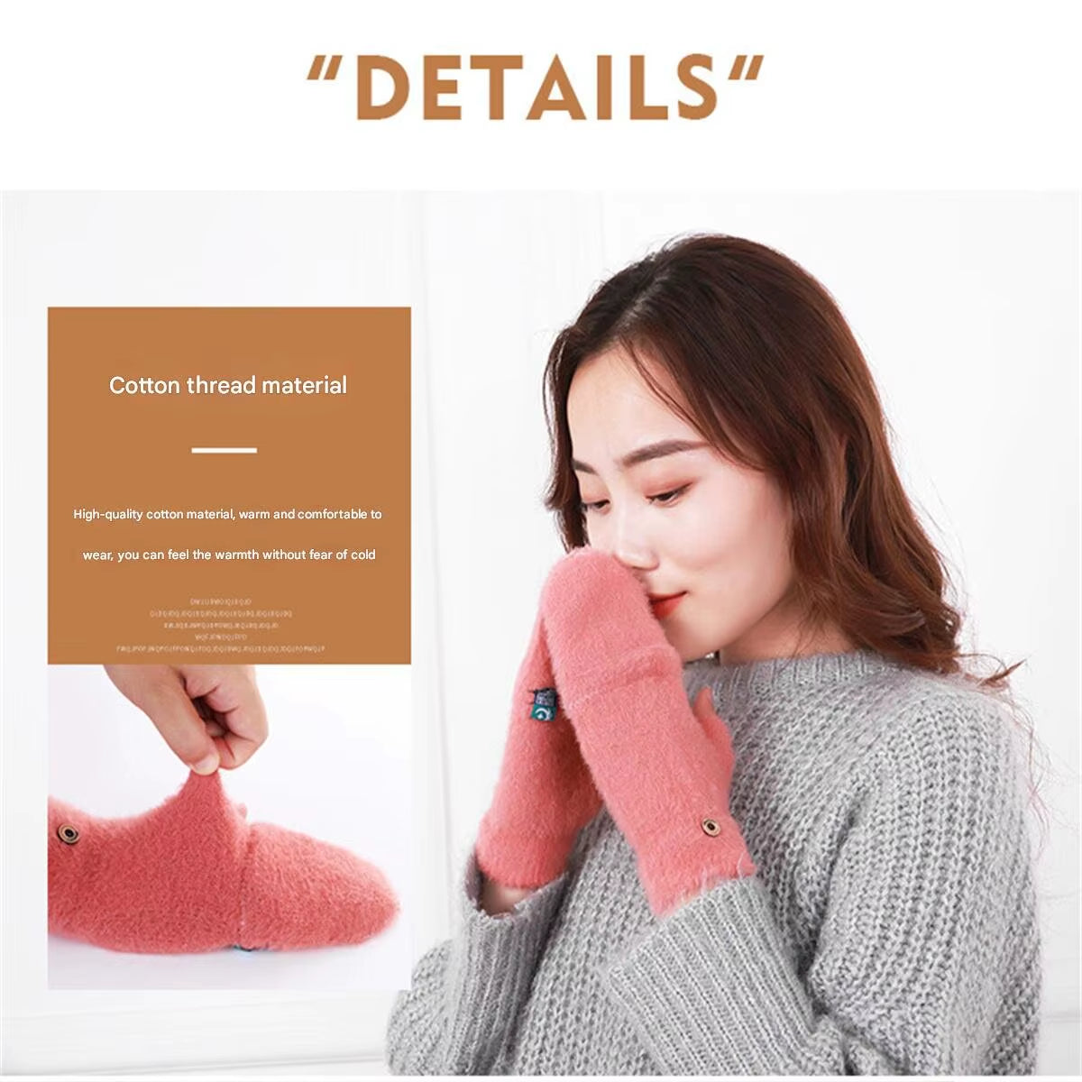 Plush Fingerless Gloves Female Winter Mitten Soft Warm Student Women Flip Gloves Outdoor Write Gloves Thickened Cold Protection