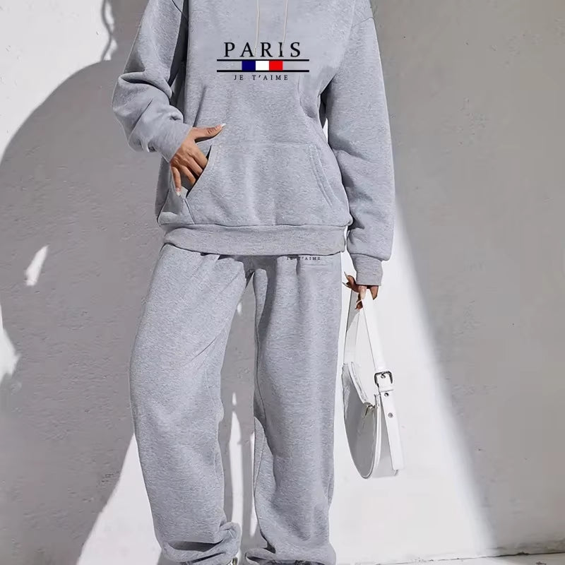 Women'S Y2K Jogging Two-Piece Hooded Set Tracksuit Fall Winter Comfortable Pantsuit Long-Sleeved Hoodie & Trousers Casual Sets