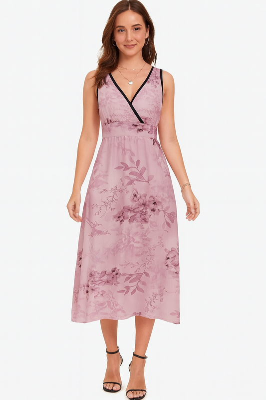 Adora Milano pink flower Sleeveless summer Dress