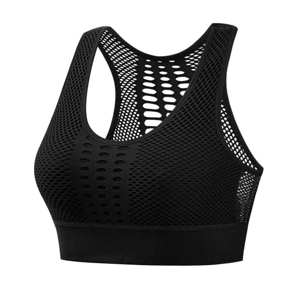 Female High Shockproof Women Active Bra Breathable Hollow Out Yoga Bra Quick-Drying Comfortable Sports Bra Running
