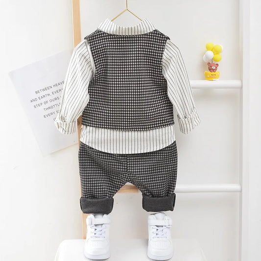 Adora Milano Completo Abbigliamento Bimbo Abbigliamento Casual Camicia a Righe Gilet Pantaloni Costume