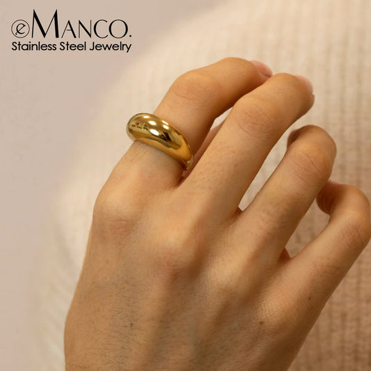 Adora Milano Fashion schlichte Edelstahlringe für Damen Arc Rings Schmuck Geometrisch
