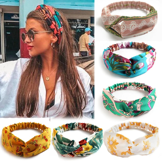 Adora Milano Moda Donna Fasce per Capelli Stampa Cerchietti Fasce a Croce Vintage Accessori per Capelli