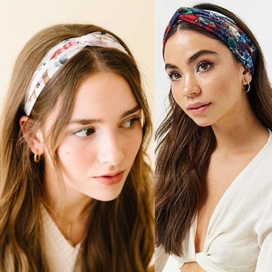 Adora Milano Moda Donna Fasce per Capelli Stampa Cerchietti Fasce a Croce Vintage Accessori per Capelli
