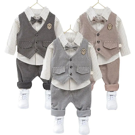 Adora Milano Completo Abbigliamento Bimbo Abbigliamento Casual Camicia a Righe Gilet Pantaloni Costume