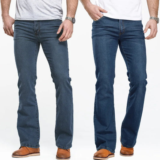 Adora Milano Jeans Uomo Boot Cut Slim Fit Blu Nero Classici Pantaloni Denim Elasticizzati Maschili