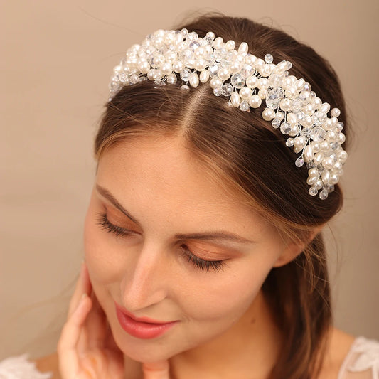 Adora Milano Headwear Corona di perle Principessa fascia in cristallo Gioielli accessori da sposa