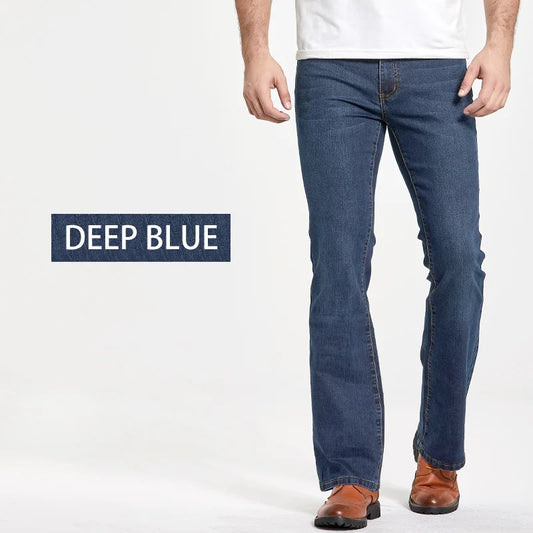 Adora Milano Jeans Uomo Boot Cut Slim Fit Blu Nero Classici Pantaloni Denim Elasticizzati Maschili