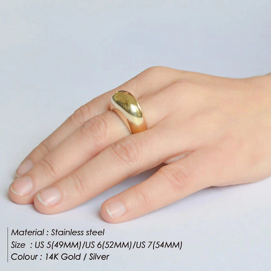 Adora Milano Fashion schlichte Edelstahlringe für Damen Arc Rings Schmuck Geometrisch
