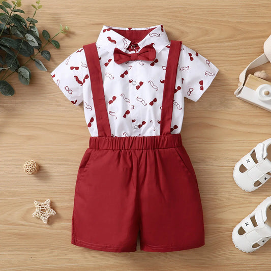 Adora Milano Baby Jungen Kleider-Set Hemd + einfarbige Shorts