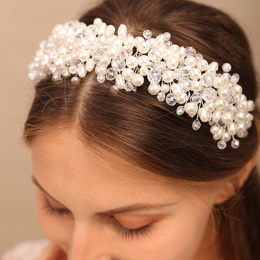 Adora Milano Headwear Corona di perle Principessa fascia in cristallo Gioielli accessori da sposa