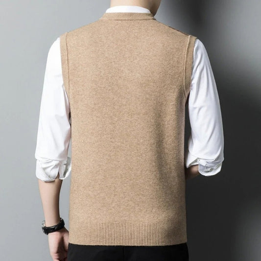 Gilet da uomo con scollo a V Adora Milano, gilet pullover caldo. Elasticizzato