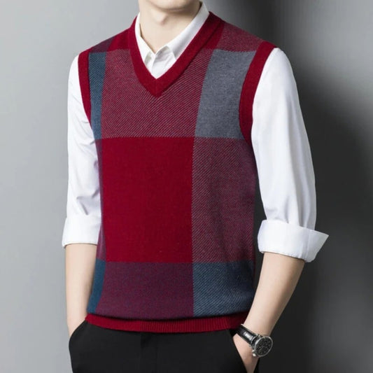 Gilet da uomo con scollo a V Adora Milano, gilet pullover caldo. Elasticizzato