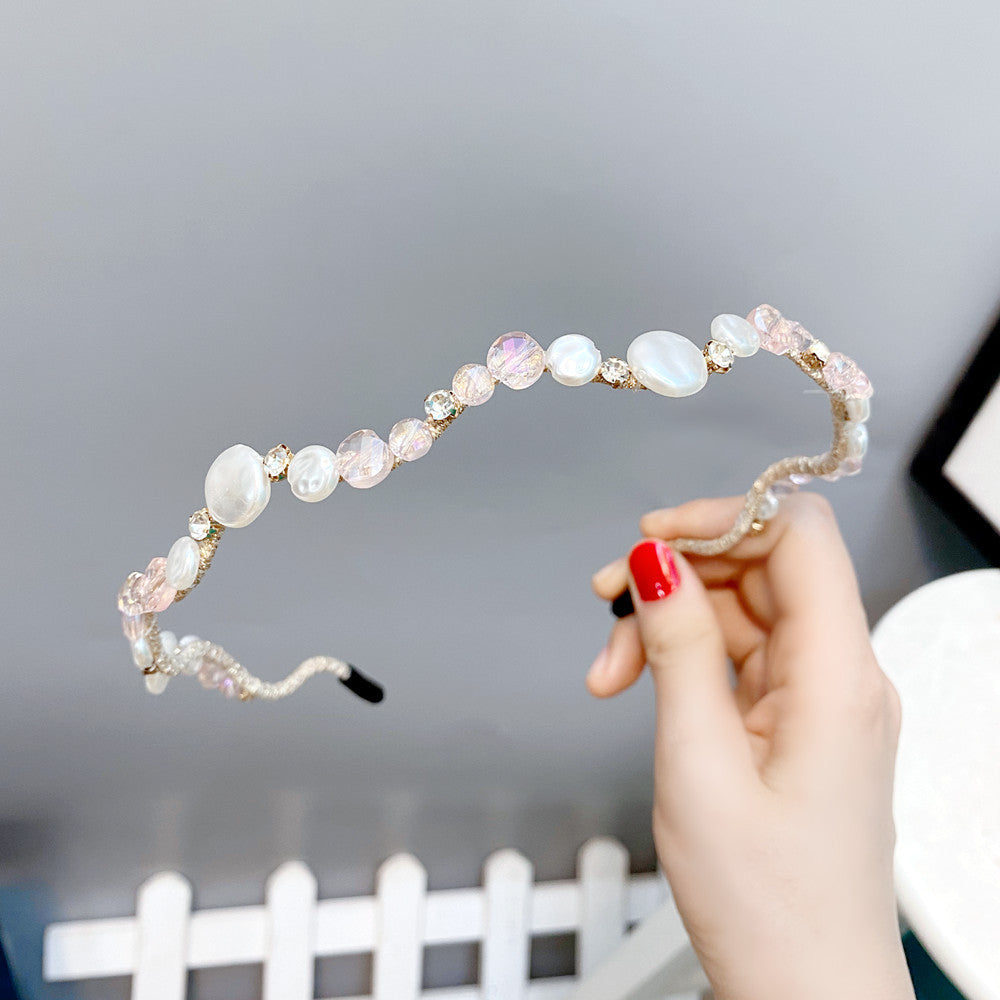 Mori Headband Fairy Temperament Fashion Korean Wave Headband French Retro Pearl Leaf Headdress Press Hair