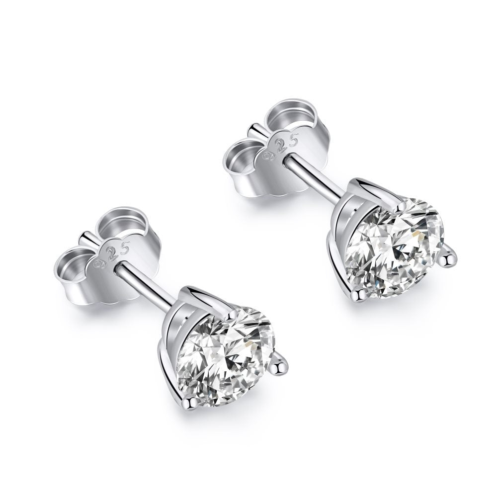 S925 Sterling  Zircon Single Diamond Earrings Flashing High-end Light Luxury 8A Ice Flower Cut Female Earrings For Ear Piercing