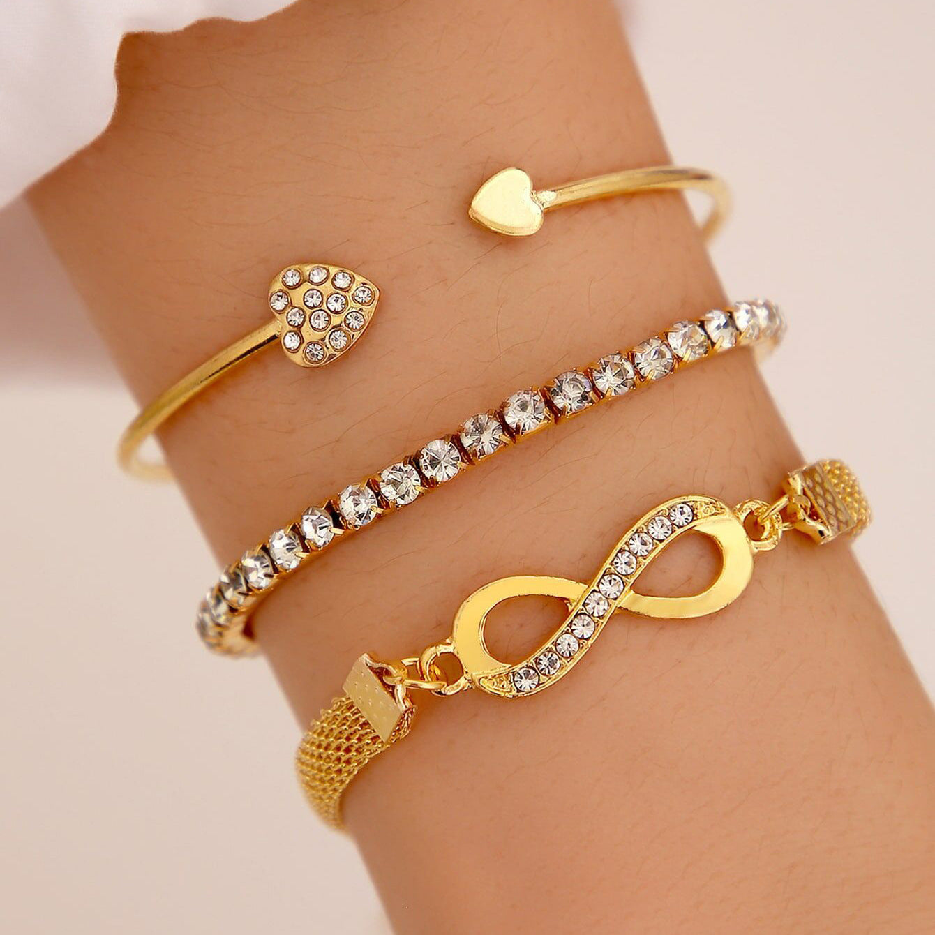 Love Open Bracelet Creative Retro Lucky 8-Character Bracelet Set
