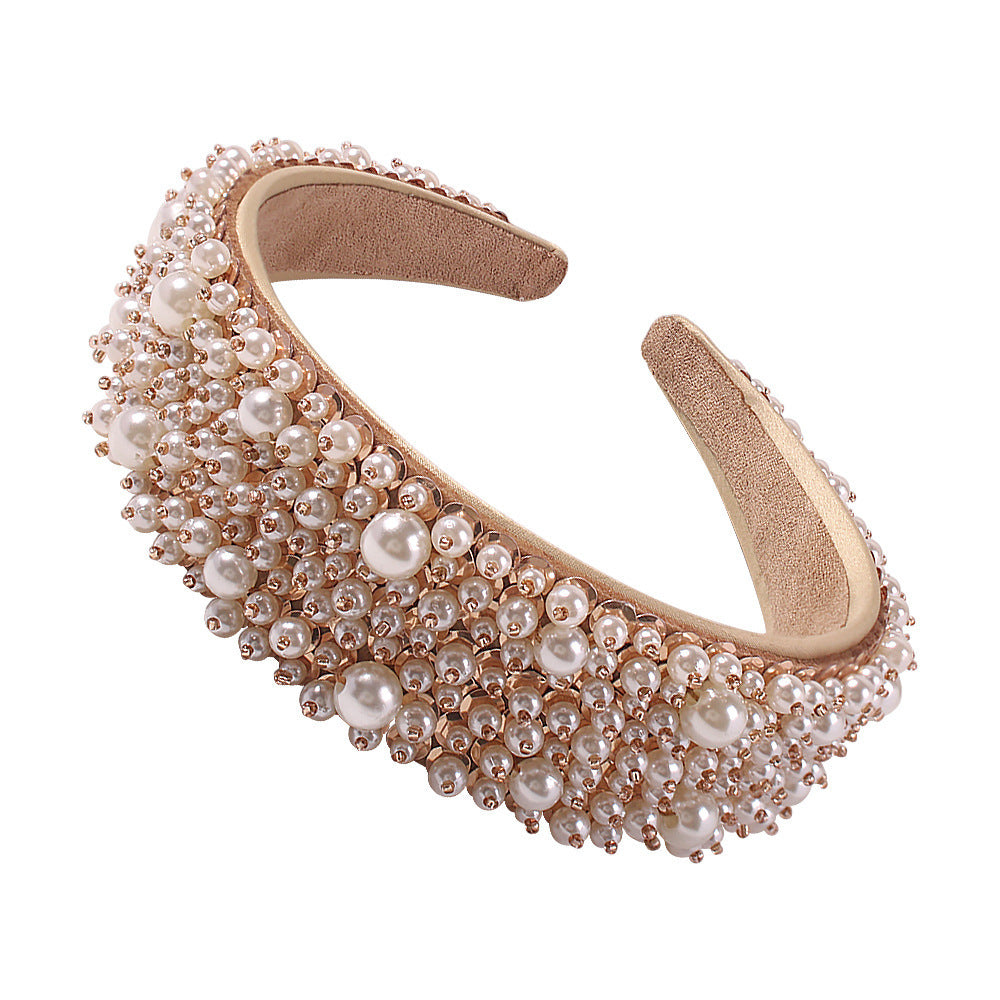 Baroque Bride Pearl Starry Headband Headband Prom Personality Full Of Diamonds Braided Korean Crystal Headband