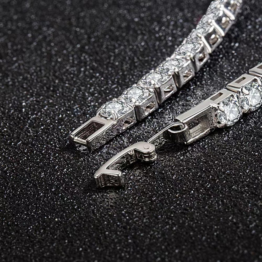 S925 Sterling Silver Full Diamond Bracelet Women's Light Luxury Niche Flash Full Rai Diamond Zircon Girlfriend Birthday Gift