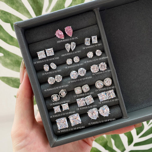 S925 Sterling  Zircon Single Diamond Earrings Flashing High-end Light Luxury 8A Ice Flower Cut Female Earrings For Ear Piercing