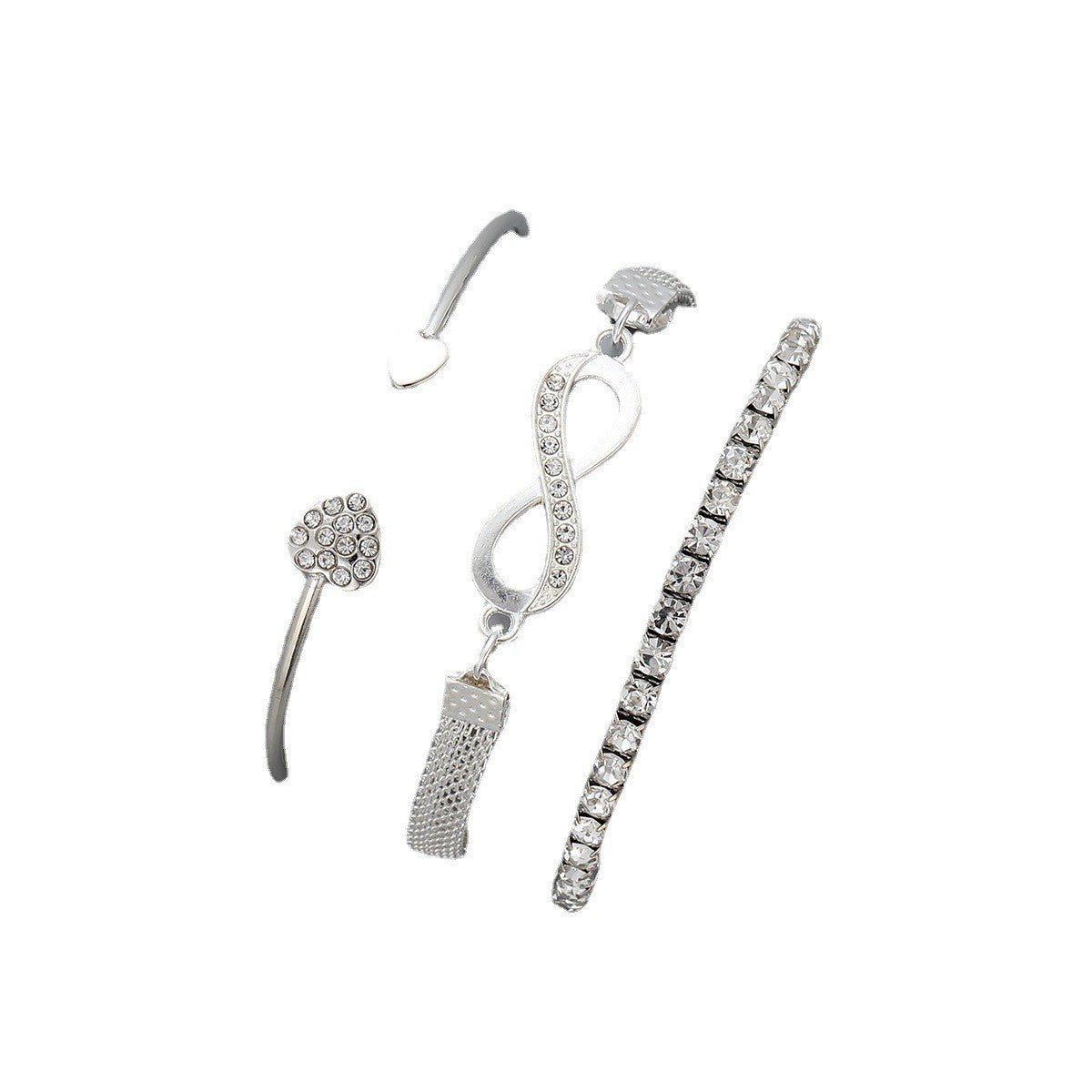 Love Open Bracelet Creative Retro Lucky 8-Character Bracelet Set
