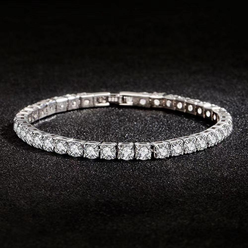 S925 Sterling Silver Full Diamond Bracelet Women's Light Luxury Niche Flash Full Rai Diamond Zircon Girlfriend Birthday Gift