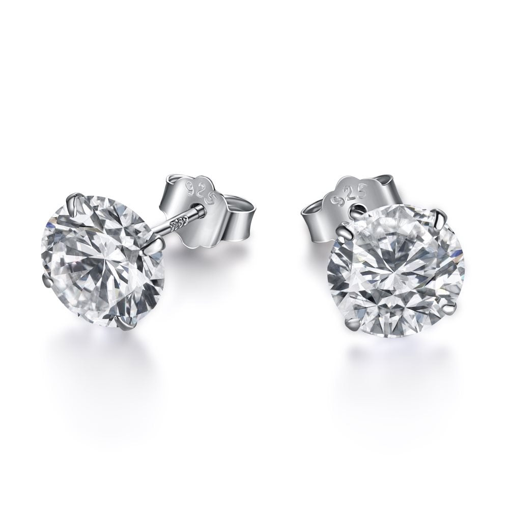 S925 Sterling  Zircon Single Diamond Earrings Flashing High-end Light Luxury 8A Ice Flower Cut Female Earrings For Ear Piercing
