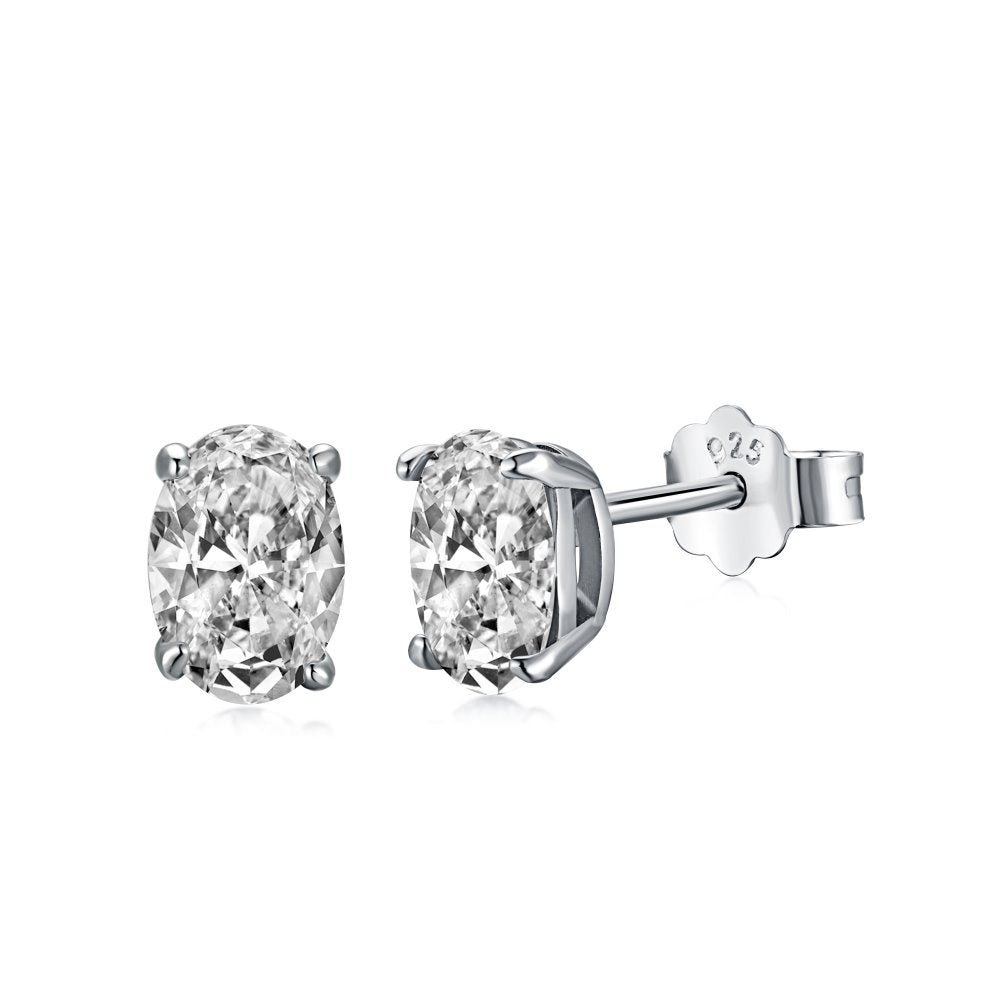 S925 Sterling  Zircon Single Diamond Earrings Flashing High-end Light Luxury 8A Ice Flower Cut Female Earrings For Ear Piercing