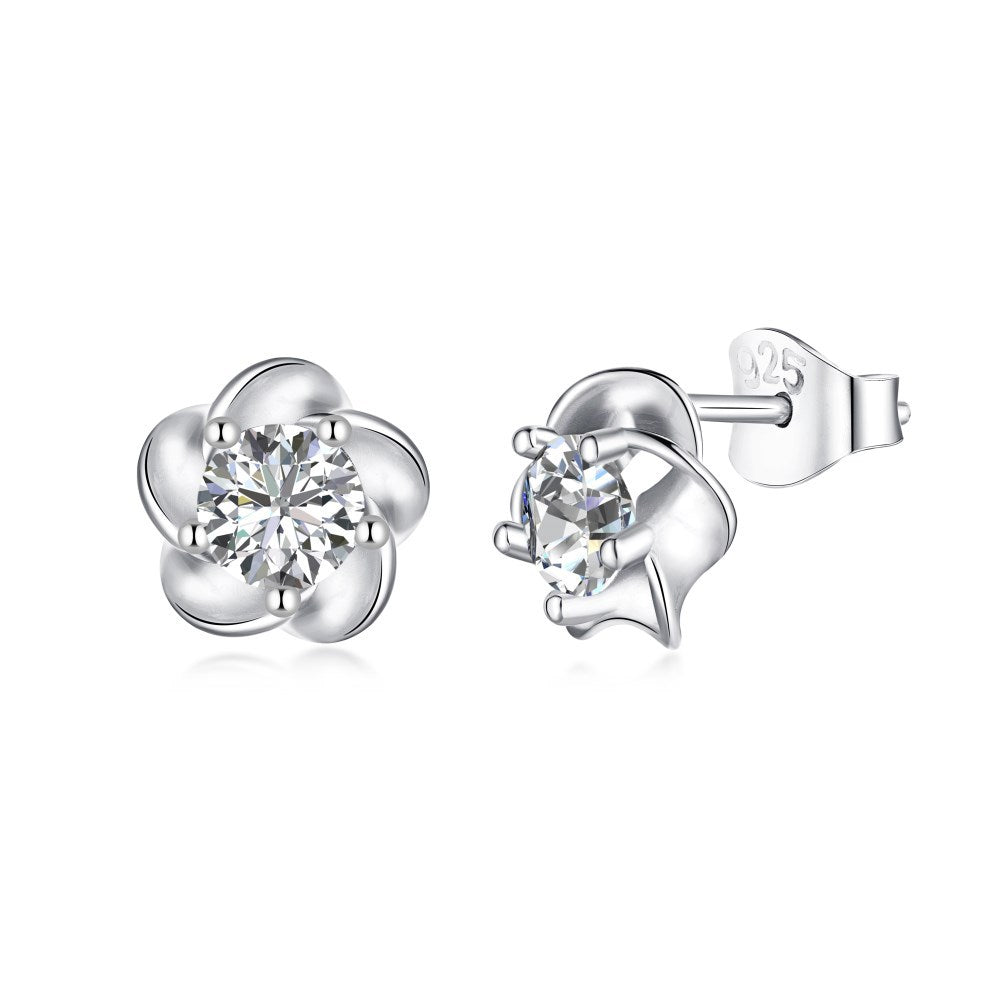 S925 Sterling  Zircon Single Diamond Earrings Flashing High-end Light Luxury 8A Ice Flower Cut Female Earrings For Ear Piercing