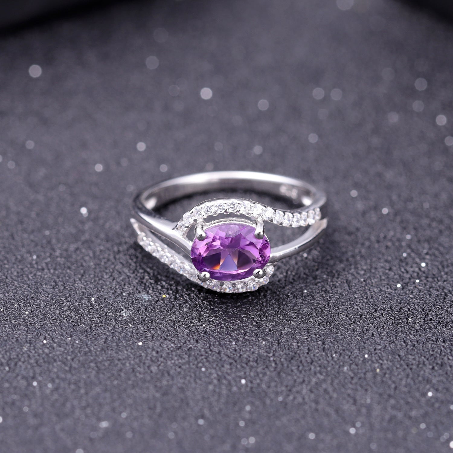 S925 Sterling Silver Inlaid Natural Sapphire Ring