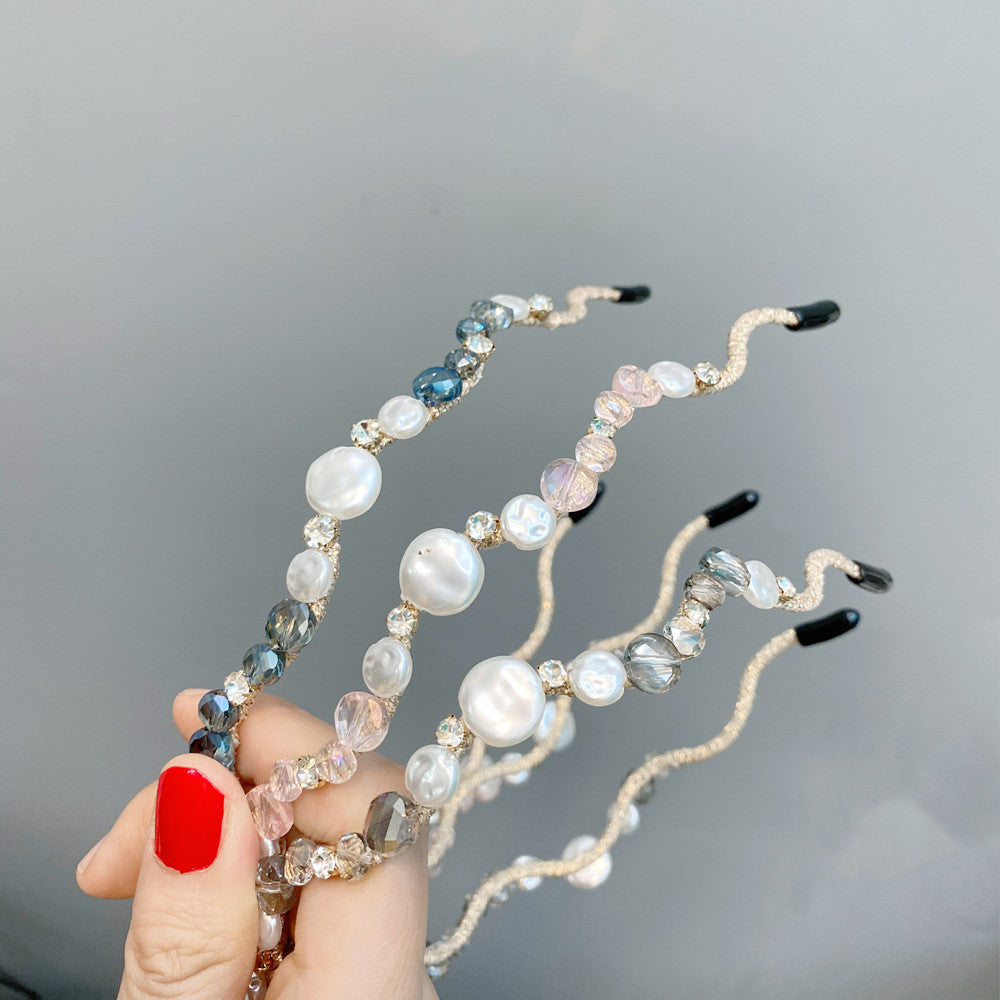 Mori Headband Fairy Temperament Fashion Korean Wave Headband French Retro Pearl Leaf Headdress Press Hair