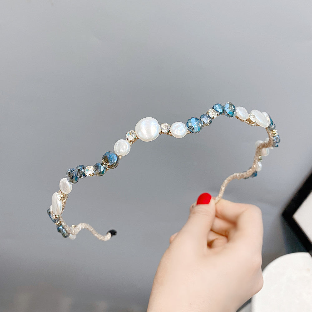 Mori Headband Fairy Temperament Fashion Korean Wave Headband French Retro Pearl Leaf Headdress Press Hair