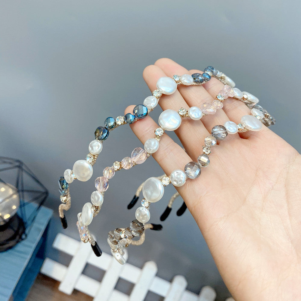 Mori Headband Fairy Temperament Fashion Korean Wave Headband French Retro Pearl Leaf Headdress Press Hair