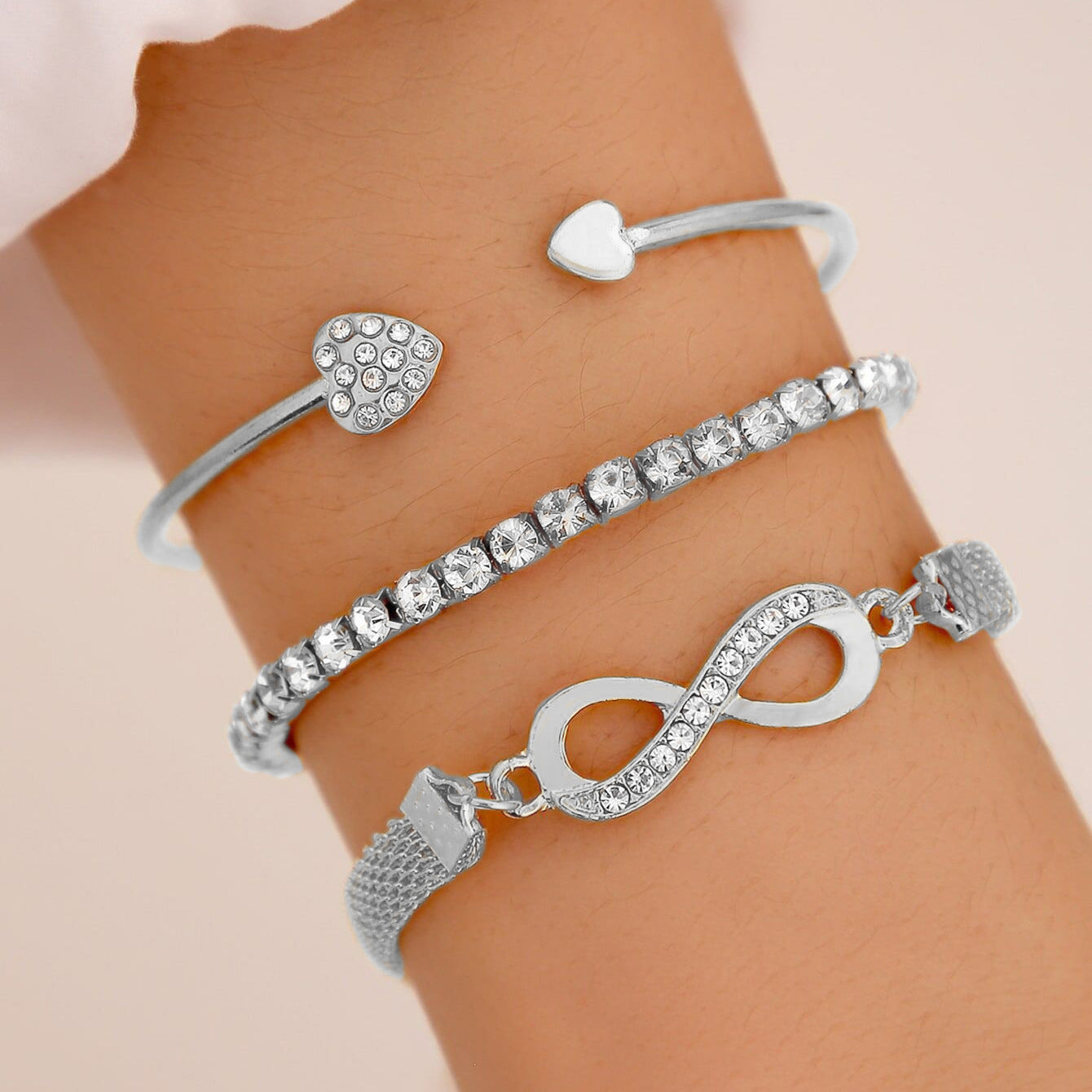 Love Open Bracelet Creative Retro Lucky 8-Character Bracelet Set