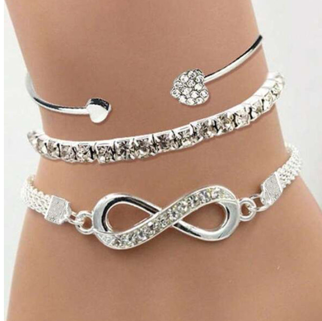 Love Open Bracelet Creative Retro Lucky 8-Character Bracelet Set