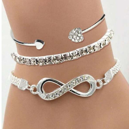 Love Open Bracelet Creative Retro Lucky 8-Character Bracelet Set