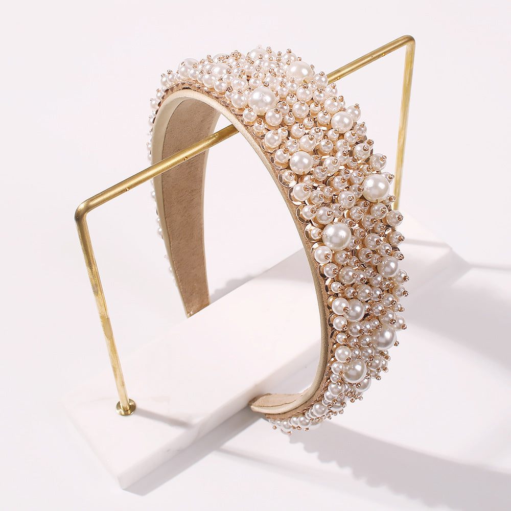 Baroque Bride Pearl Starry Headband Headband Prom Personality Full Of Diamonds Braided Korean Crystal Headband