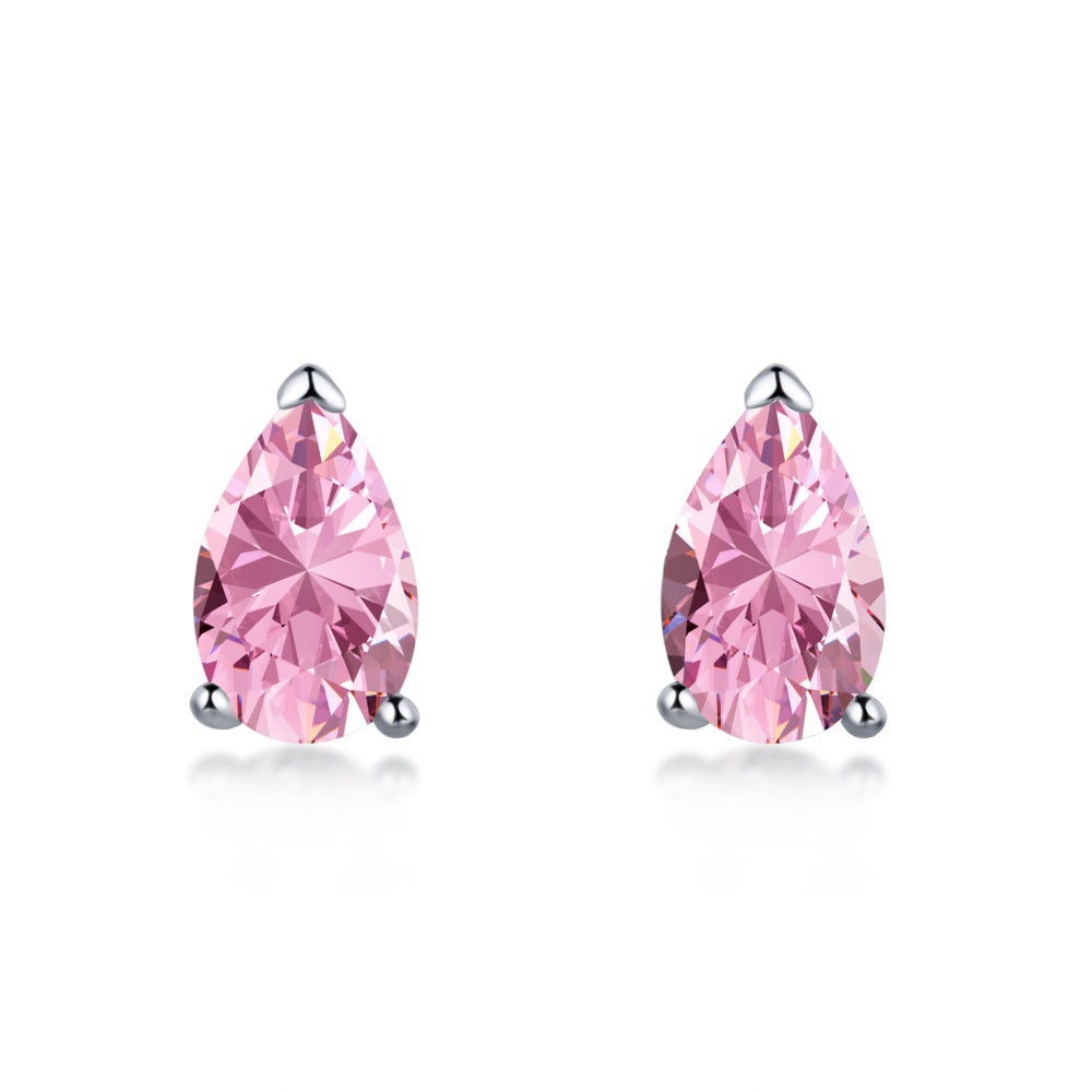S925 Sterling  Zircon Single Diamond Earrings Flashing High-end Light Luxury 8A Ice Flower Cut Female Earrings For Ear Piercing