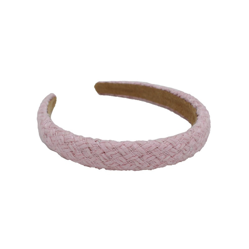 Romantic Pink Headband With Small Fragrant Wind Sweet French Girl Headband Tweed Braided Hairpin Hair Accessories Autumn