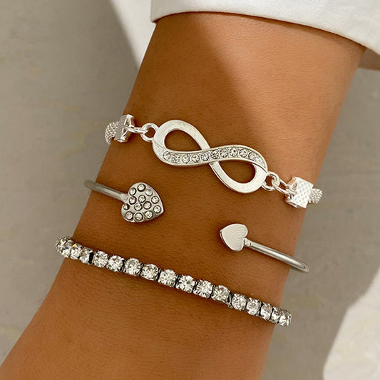 Love Open Bracelet Creative Retro Lucky 8-Character Bracelet Set