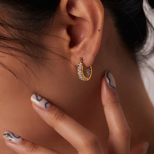 Emerald Titanium Steel Earring Earrings Crystal Female European And American Retro High Sense Niche Earrings Earrings
