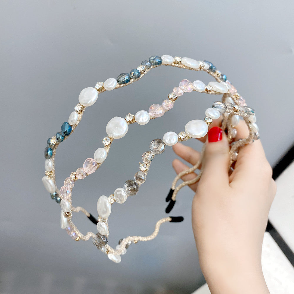 Mori Headband Fairy Temperament Fashion Korean Wave Headband French Retro Pearl Leaf Headdress Press Hair